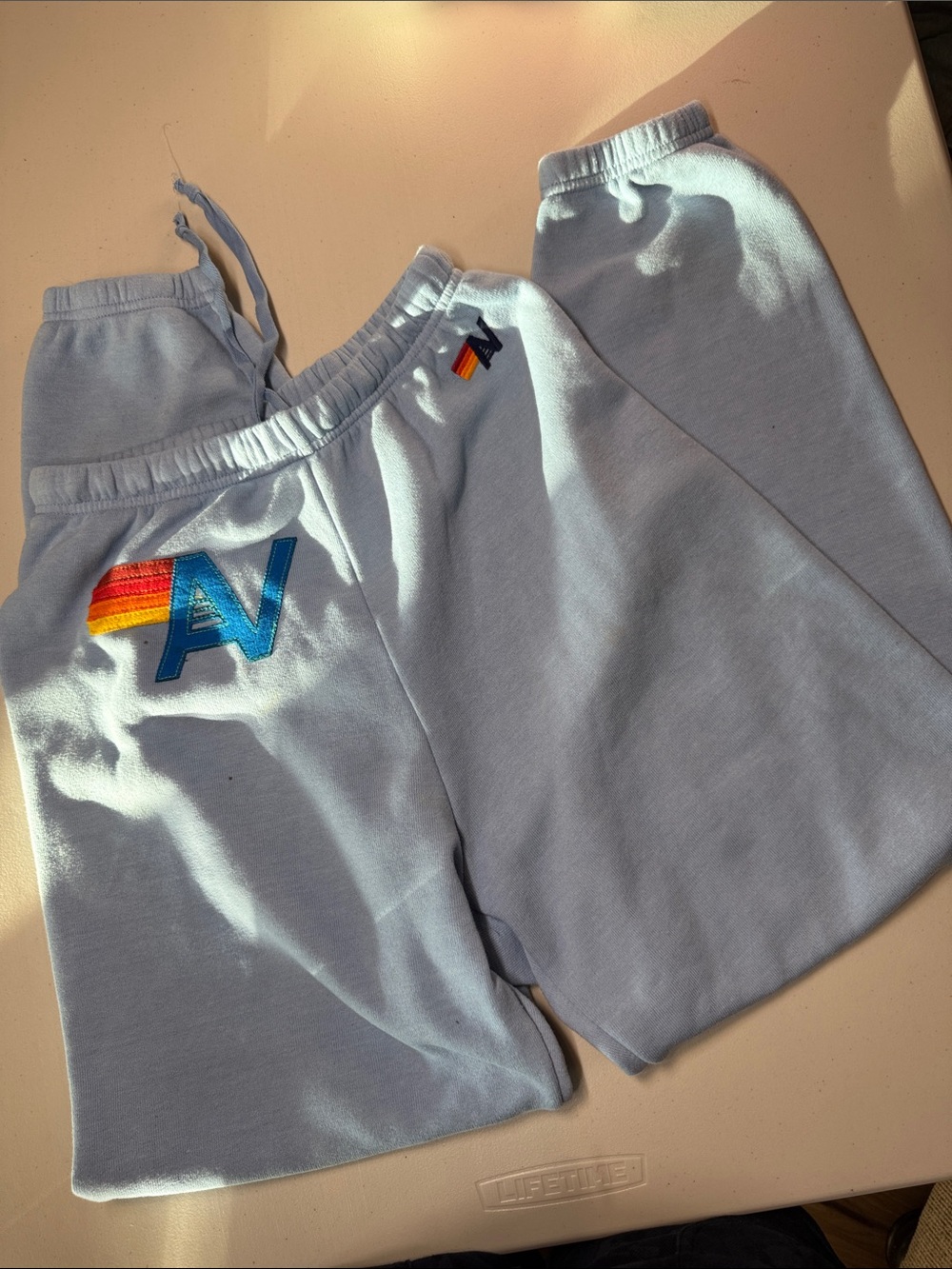 Aviator Nation Logo Stitch Sweatpants Ice Blue Women’s Medium - READ